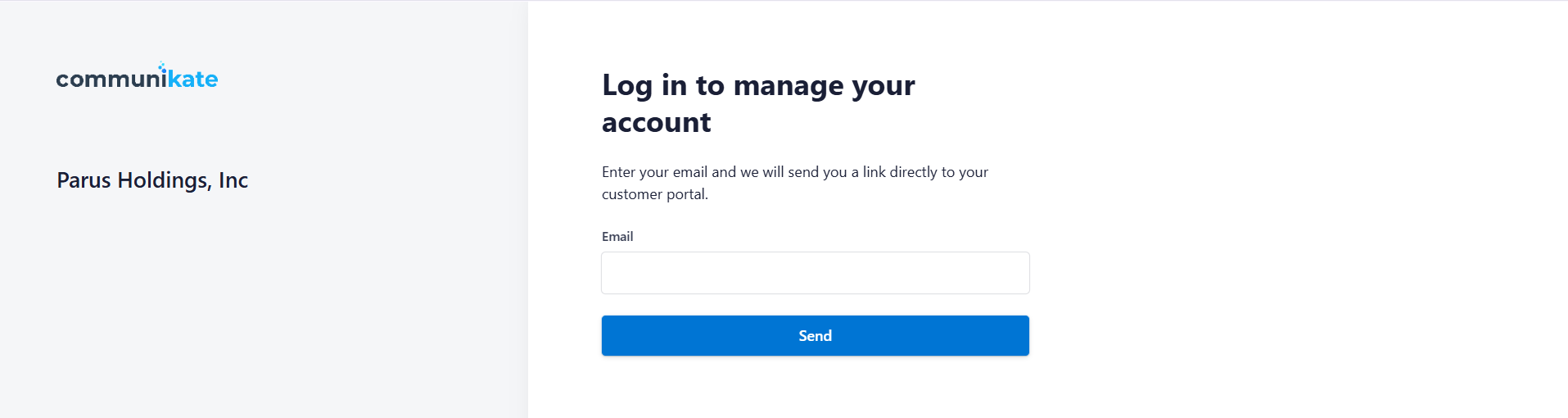 Login screen