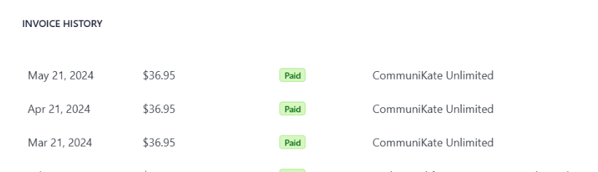 Invoice history